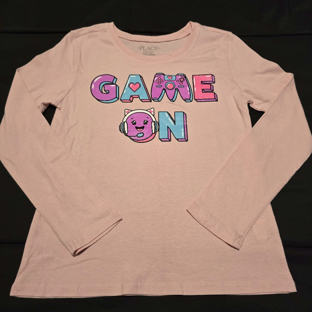 The Childrens Place Girls Game On Long Sleeve Shirt Pink NWOT‎ Size Small 5/6